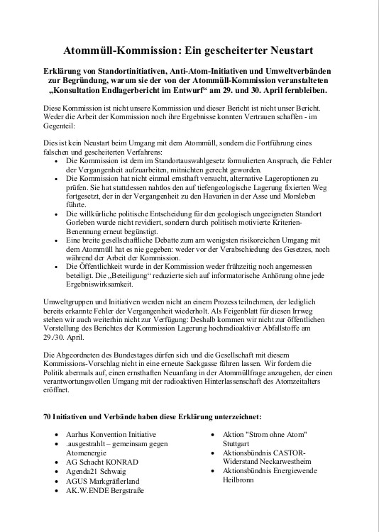 70 Initiativen und Verbände
